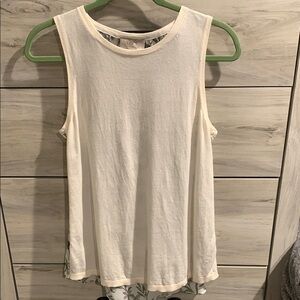 Loft‎ Cream Sleeveless Top with floral sheer back. Womens Small